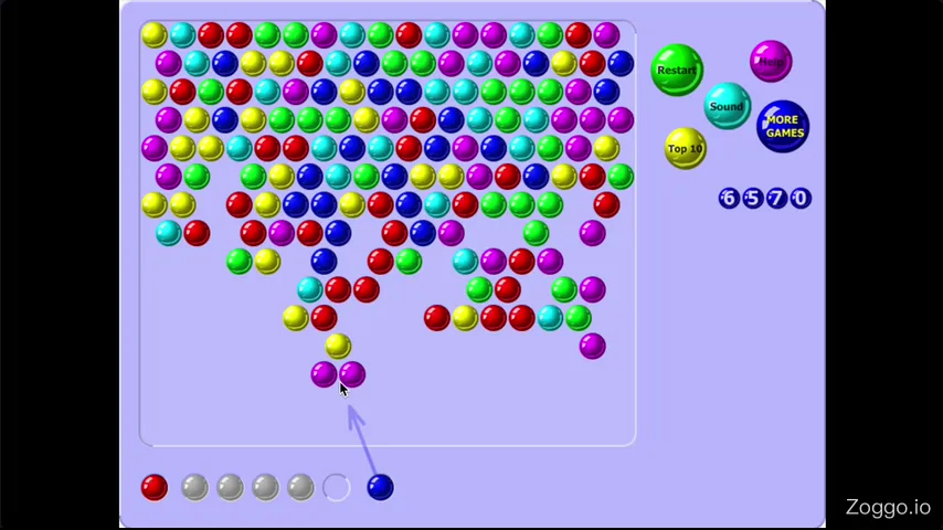 Stash-and-drop strategy in Bubble Shooter: parking a bubble beneath a weak cluster then removing the anchor