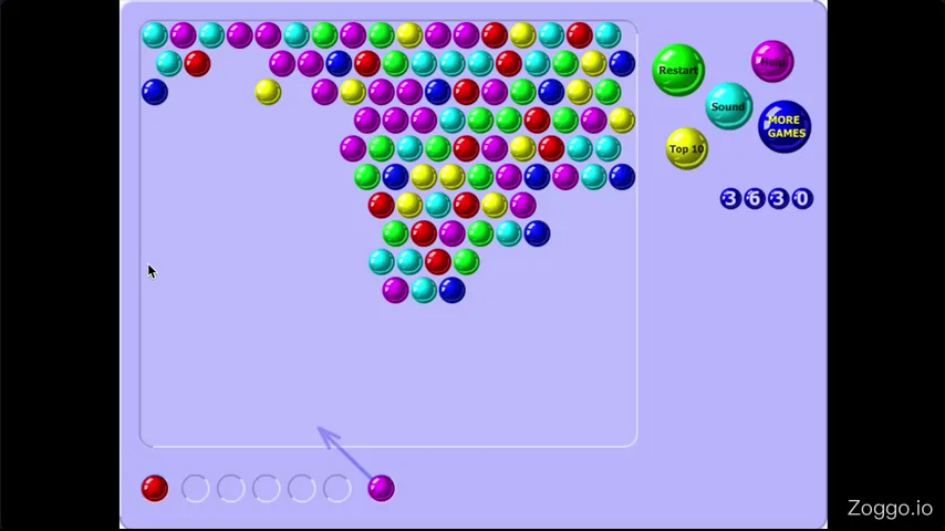 Bubble Shooter wall bounce trick reaching a blocked interior position