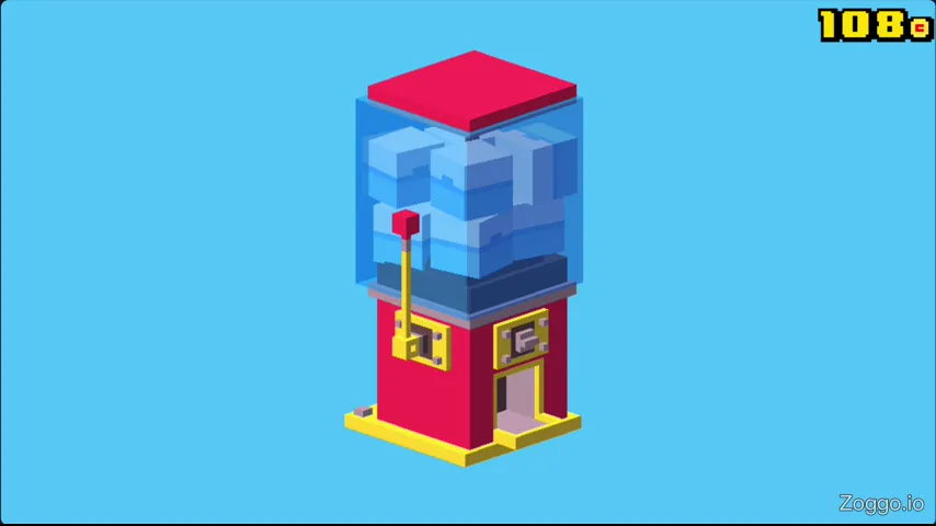 Crossy Road prize machine spin unlocking a new character skin