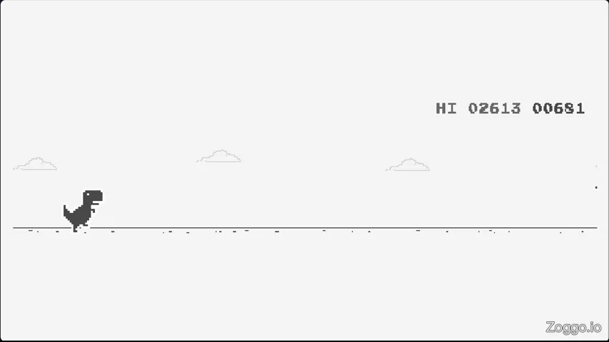 T-Rex dodging an obstacle as the screen smoothly inverts to dark mode at 700 points, revealing the moon.