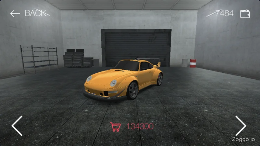 Drift Hunters garage screen showing Porsche 911 unlock cost and car selection