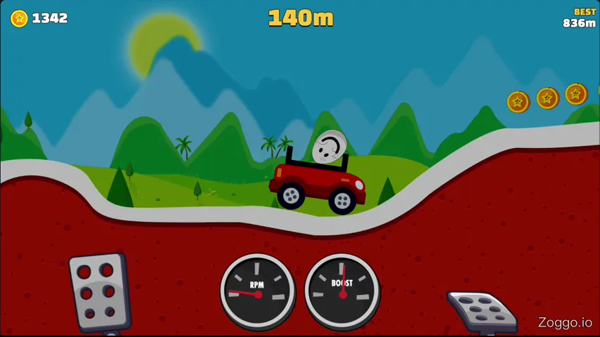 Using the tap technique in Eggy Car to safely navigate steep uphill terrain without dropping the egg