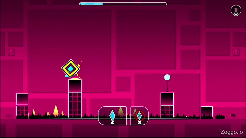 Player practicing a Geometry Dash level and instantly respawning at a green diamond checkpoint after a crash