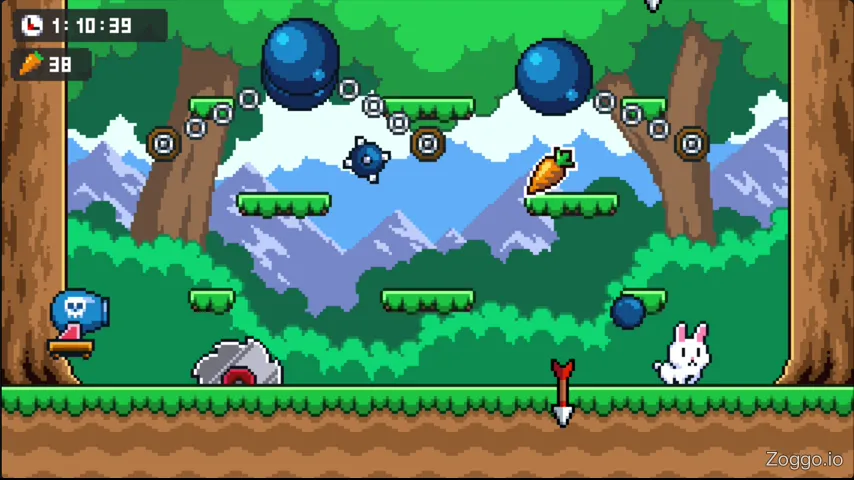 Bunny safely following the rotating ball and chain to survive