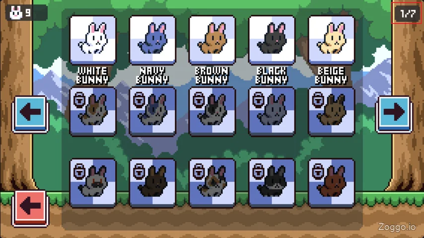 Unlocking over 100 unique cosmetic bunny skins in Poor Bunny