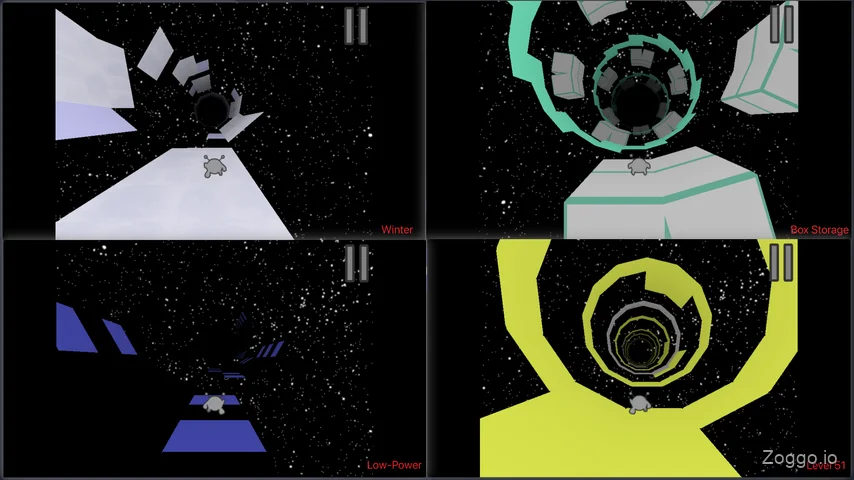 Diverse Run 3 tunnel themes: Winter, Low-Power, Box Storage