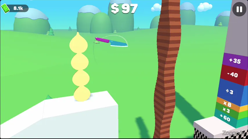 Satisfying combo and coin explosion by slicing multiple objects seamlessly in Slice Master
