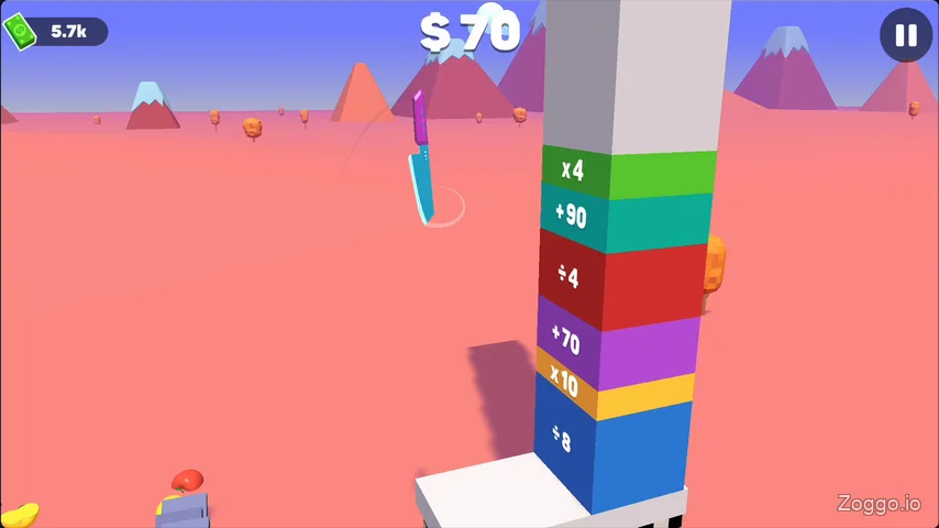Aiming the knife at positive multipliers on the end-of-level score board in Slice Master
