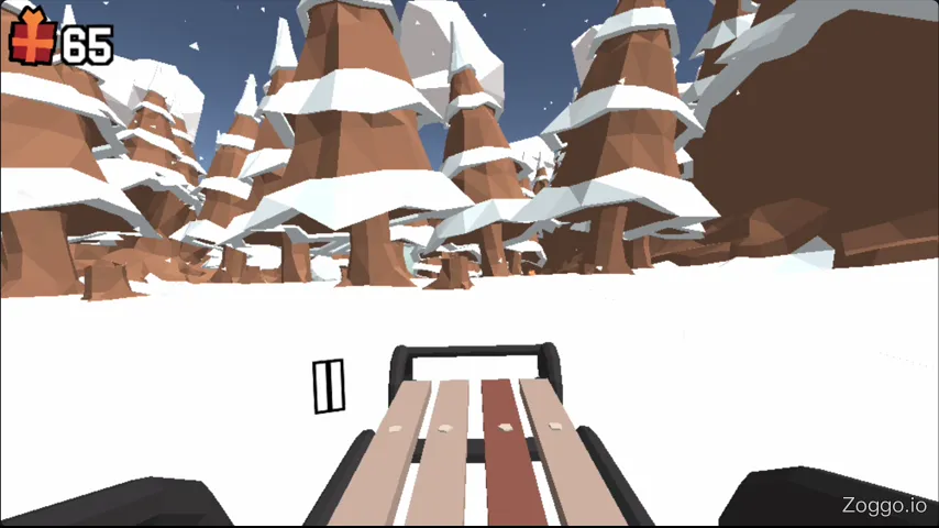 Snow Rider 3D dodging trees and collecting gifts at high speed